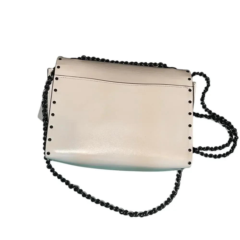 Coach Parker 18 Rivets Bone Blush Gunmetal Chain EUC Crossbody Mini Bag